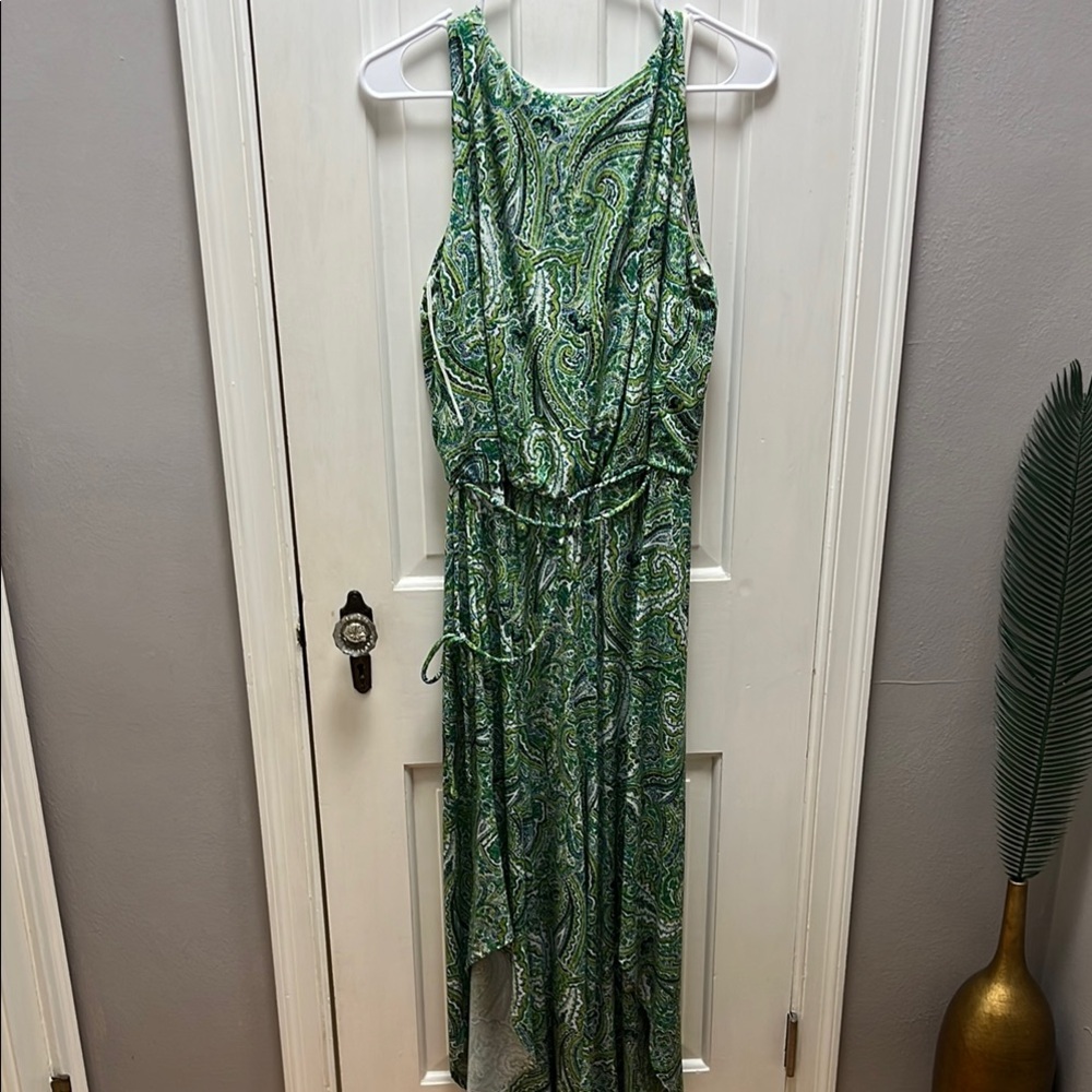 London Times Vibrant Green and Blue Dress